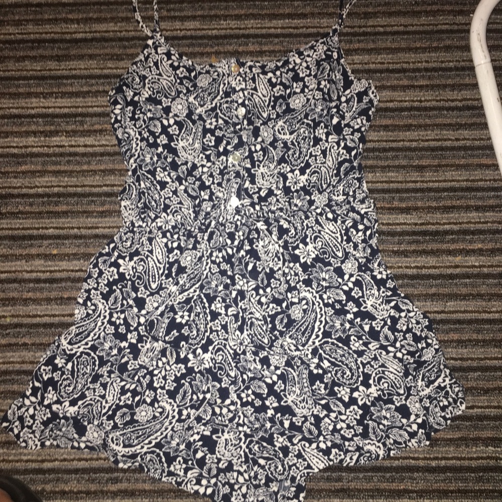 Navy Blue Paisley Romper